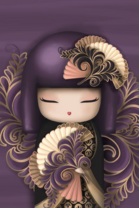 Cartoon Japanese Girl Purple