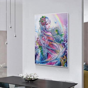 Special Shaped Diamond Painting - Lady and Rainbow