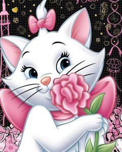 Cute Cartoon Cat With Flower