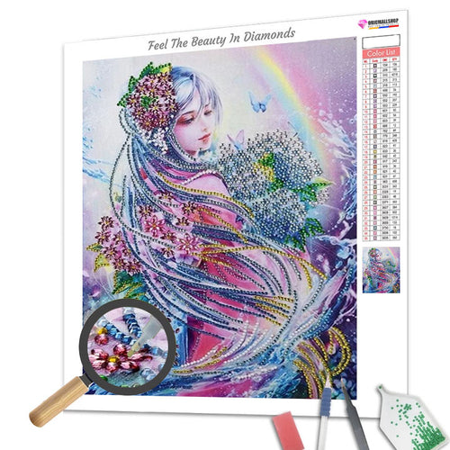 Special Shaped Diamond Painting - Lady and Rainbow